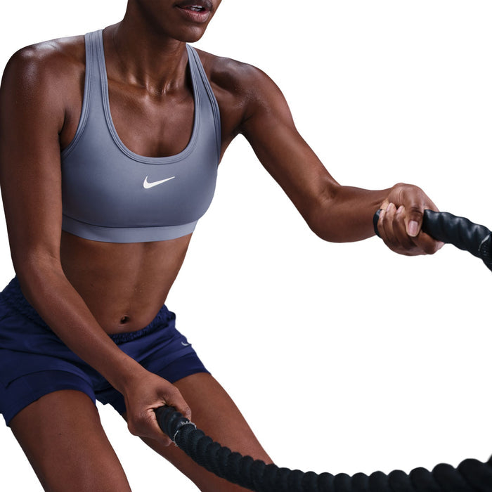 Nike Swoosh Medium Support Padded Sports Bra - Cannon/White