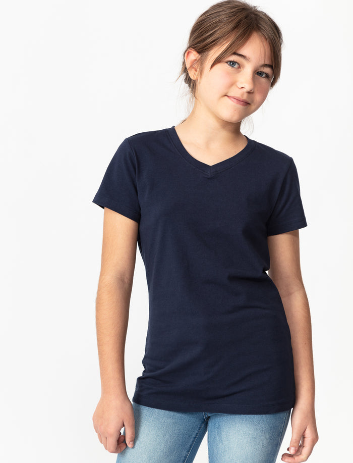 T-shirt à col en V en coton bio