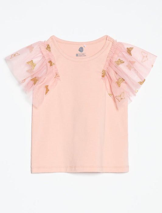 T-shirt à manches en tulle