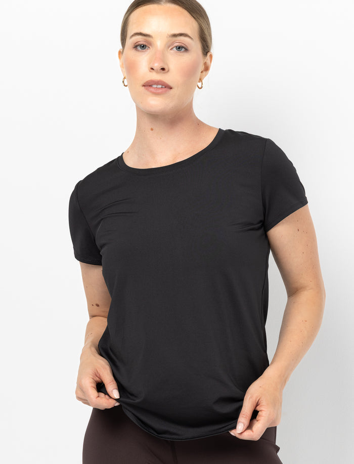T-shirt de sport uni à col rond pour femme