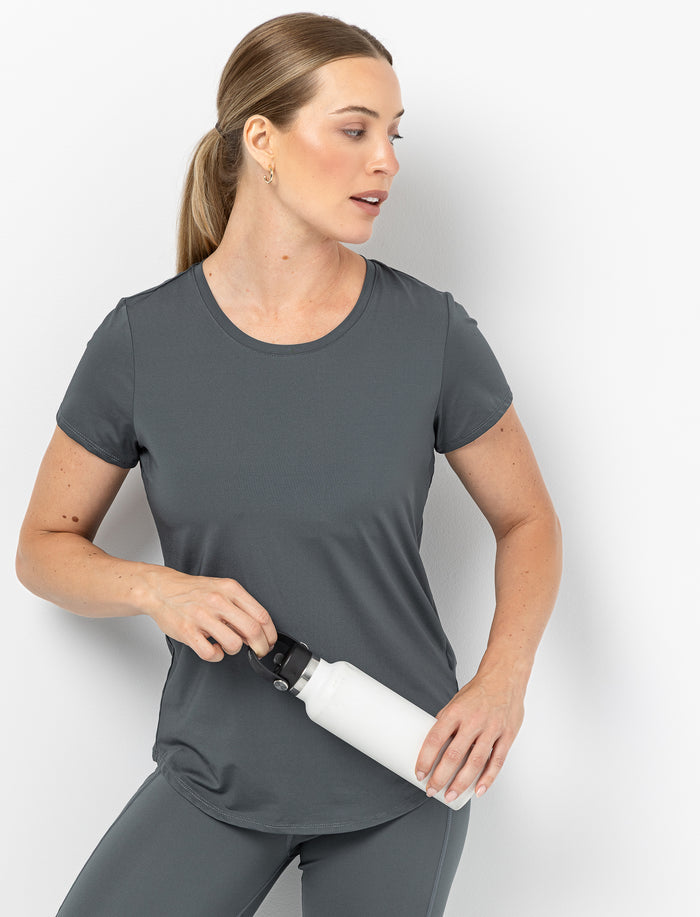 T-shirt de sport uni à col rond pour femme