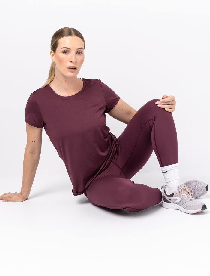 T-shirt de sport uni à col rond pour femme