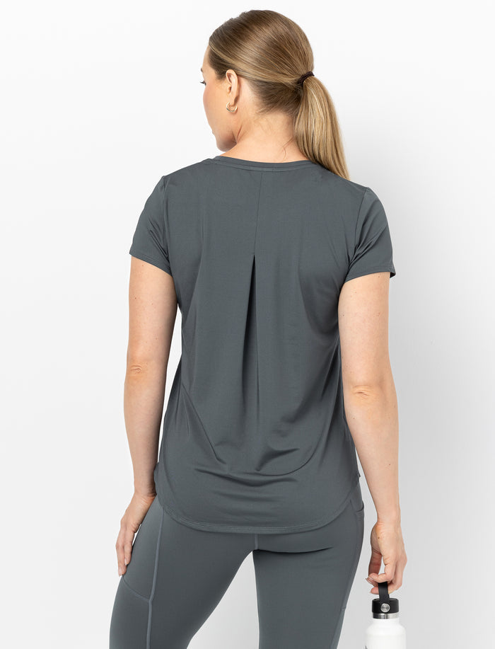 T-shirt de sport uni à col rond pour femme
