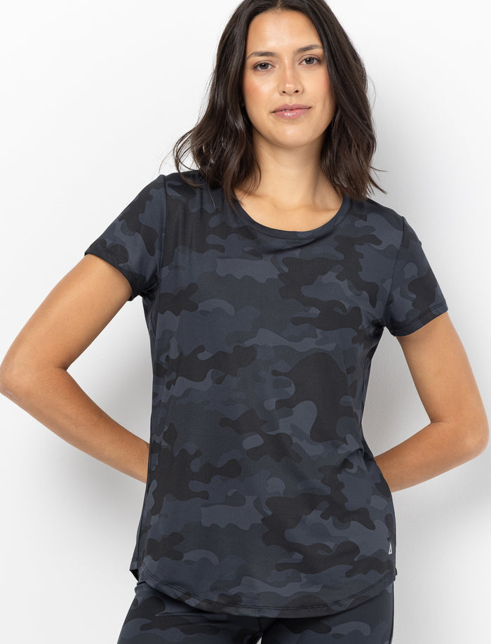 T-shirt de sport uni à col rond pour femme