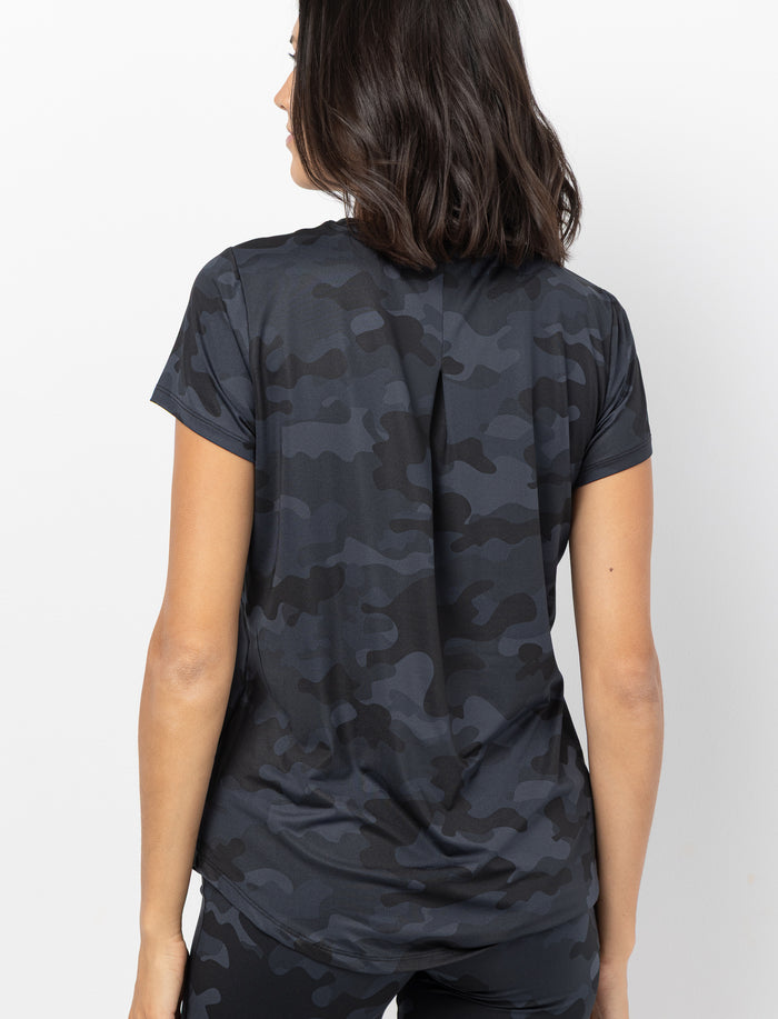 T-shirt de sport uni à col rond pour femme