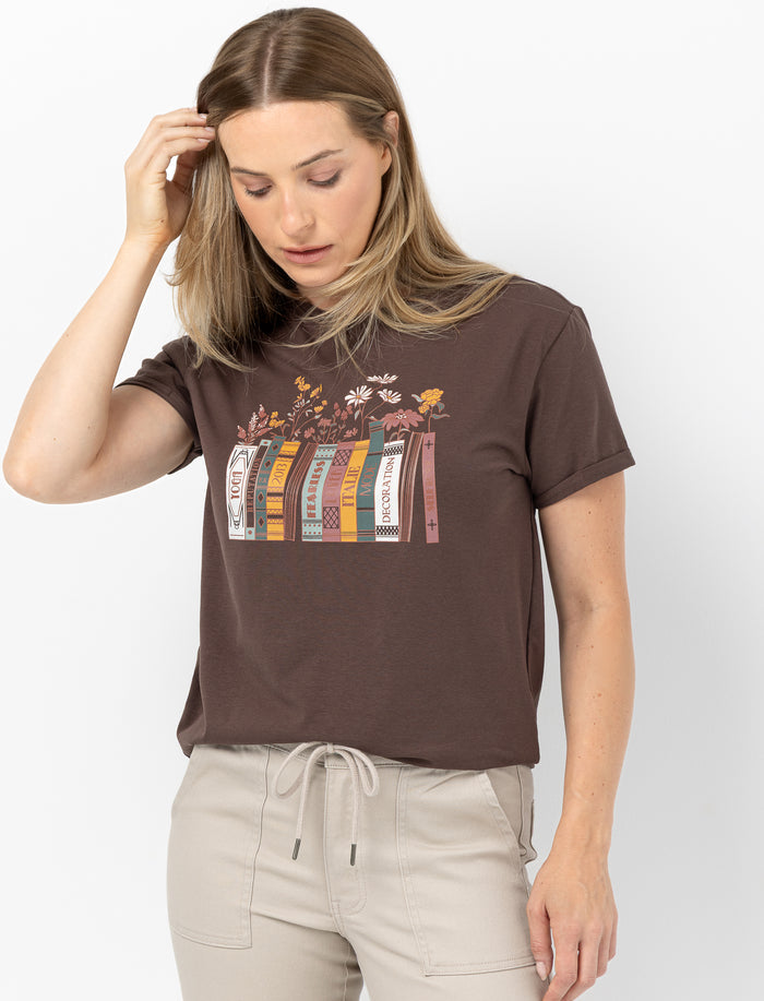 T-shirt graphique à col rond pour femme