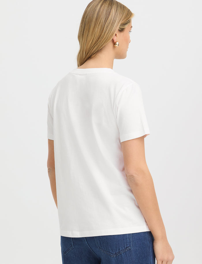 T-shirt imprimé à col rond pour femme