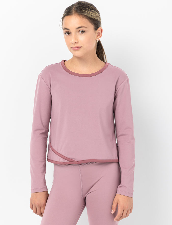 T-shirt uni à manches longues pour fille