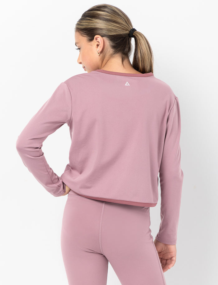 T-shirt uni à manches longues pour fille