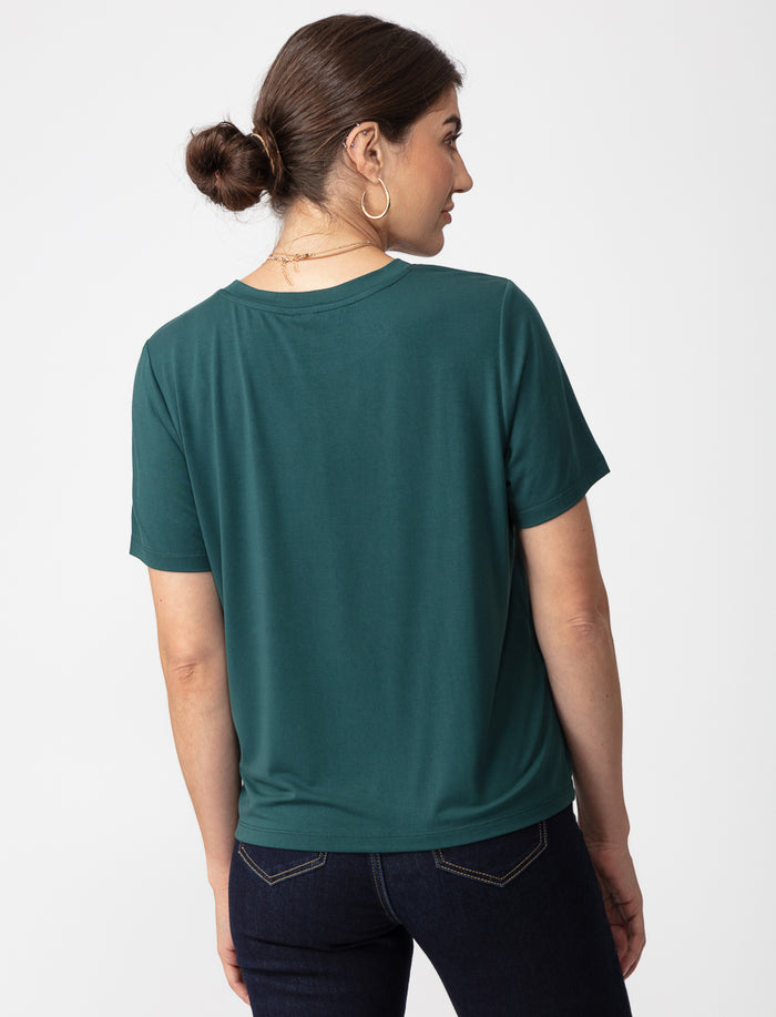 T-shirt uni à poche plaquée