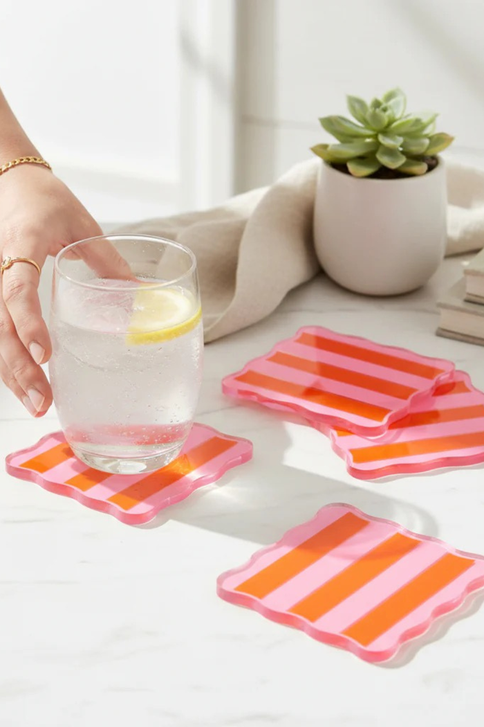 Table Talk Coaster Set - Sicily Stripes - FINAL SALE