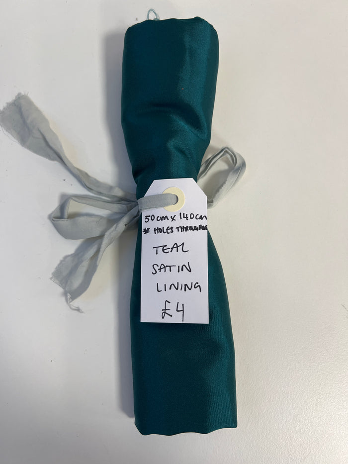 Teal Satin Lining Remnant