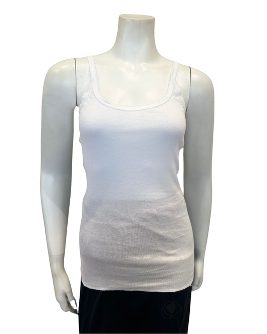 Teri 1500 White Cotton Sleeveless Camisole Undershirt myselflingerie.com