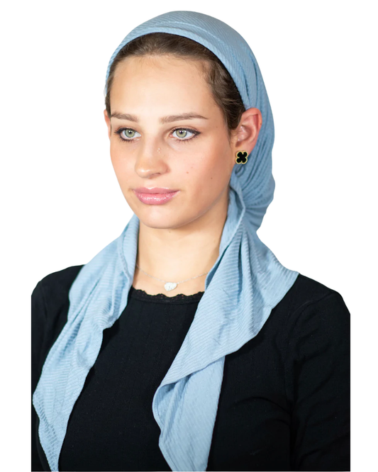 Tie Ur Knot Ribbed Blue Adjustable Pre-Tied Bandanna with Full Non Slip Grip myselfingerie.com