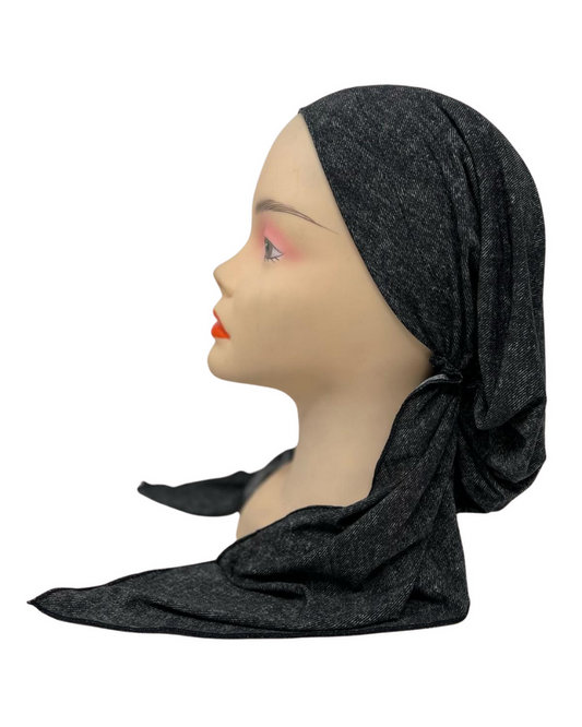 Triple Up BUL332 Black Denim Unlined Pre-Tied Bandanna myselflingerie.com