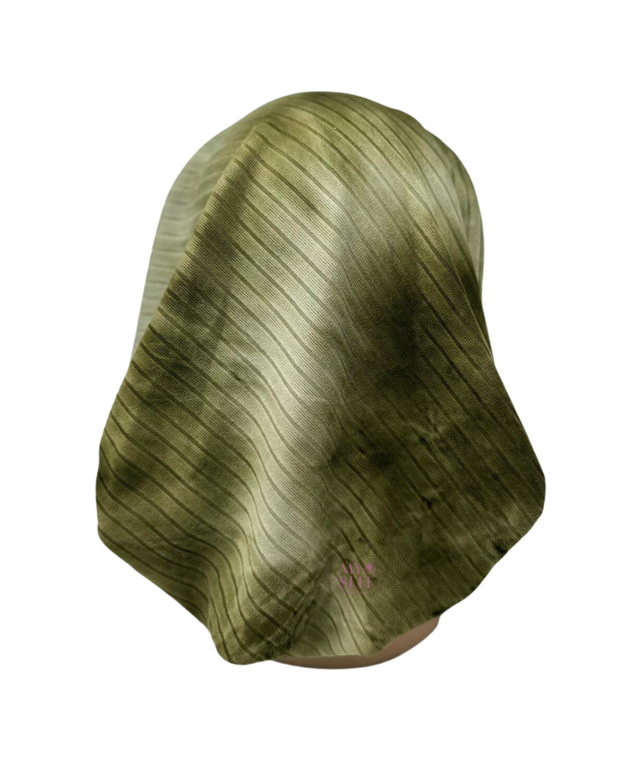 Triple Up Green Ribbed Tie Dye Unlined Pre-Tied Bandanna