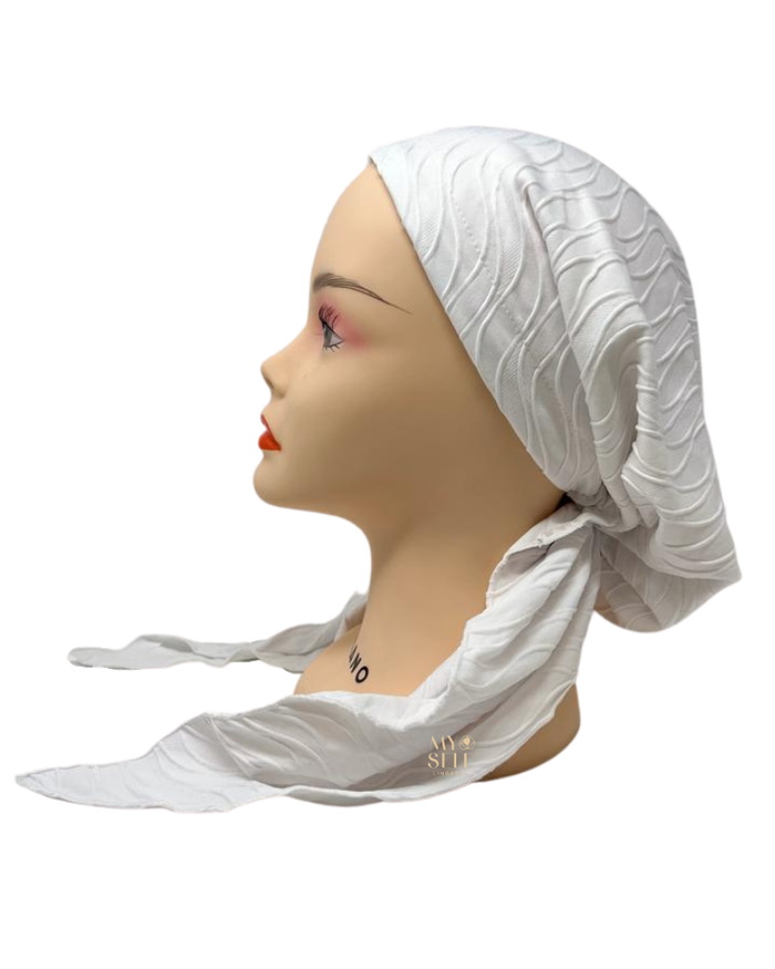 Triple Up BL663 White Waves Lined Pre-Tied Bandanna myselflingerie.com