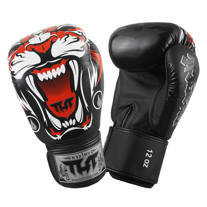 TUFF Muay Thai Boxing Black Tiger Gloves