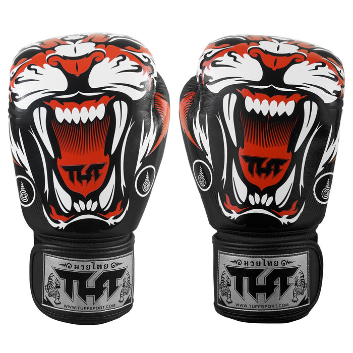 TUFF Muay Thai Boxing Black Tiger Gloves