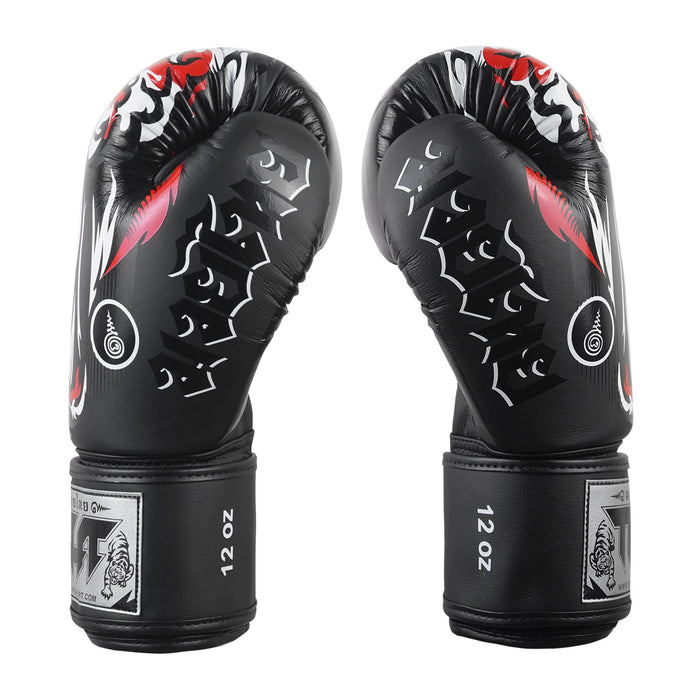 TUFF Muay Thai Boxing Black Tiger Gloves