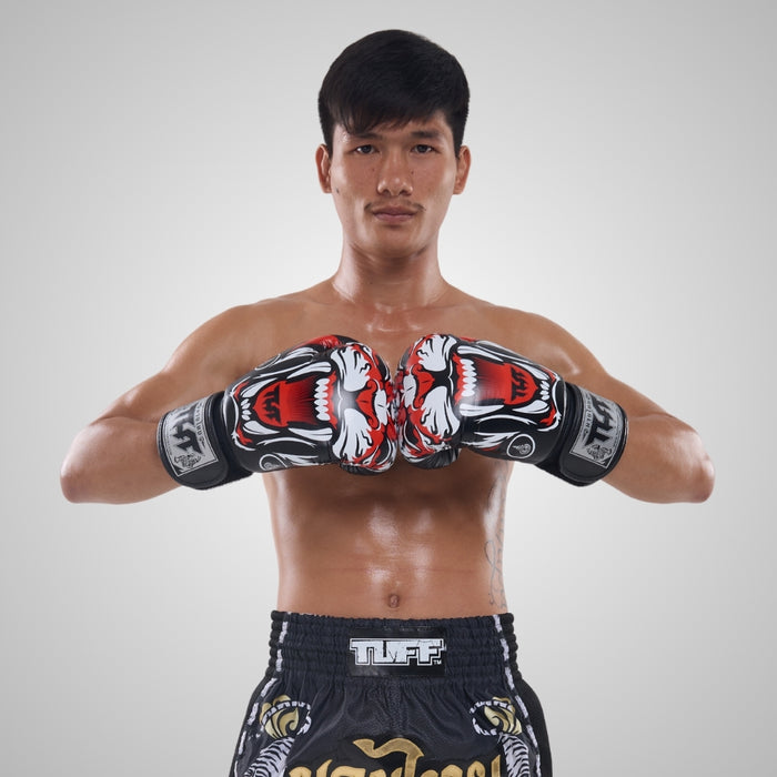 TUFF Muay Thai Boxing Black Tiger Gloves
