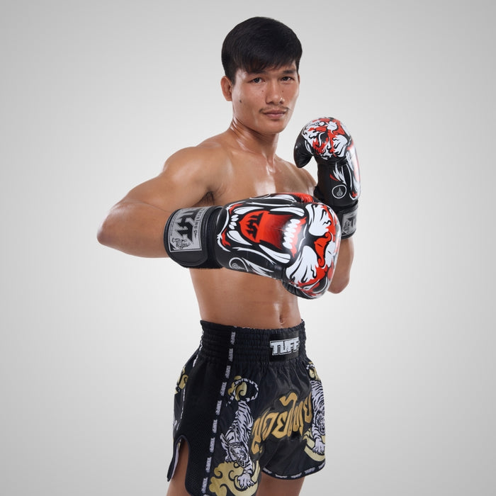 TUFF Muay Thai Boxing Black Tiger Gloves