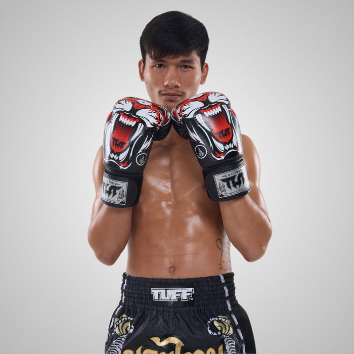 TUFF Muay Thai Boxing Black Tiger Gloves