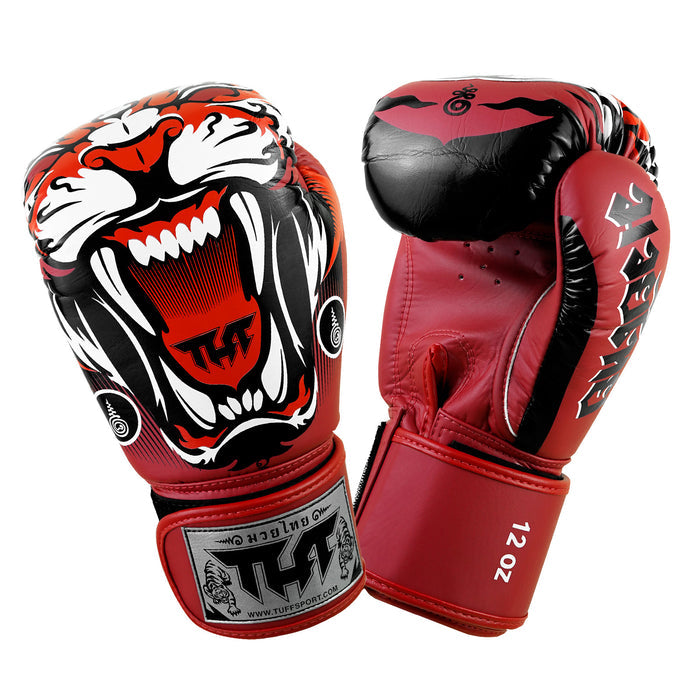 TUFF Muay Thai Boxing Red Tiger Gloves