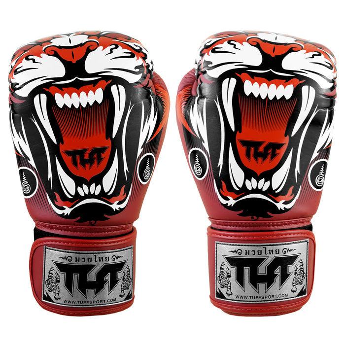 TUFF Muay Thai Boxing Red Tiger Gloves