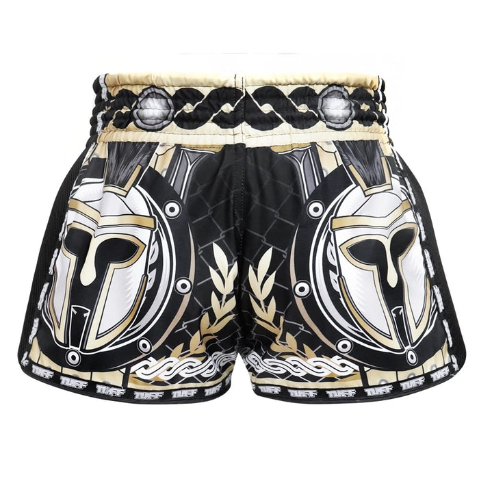 TUFF Muay Thai Boxing Shorts Retro Style Golden Gladiator in Black