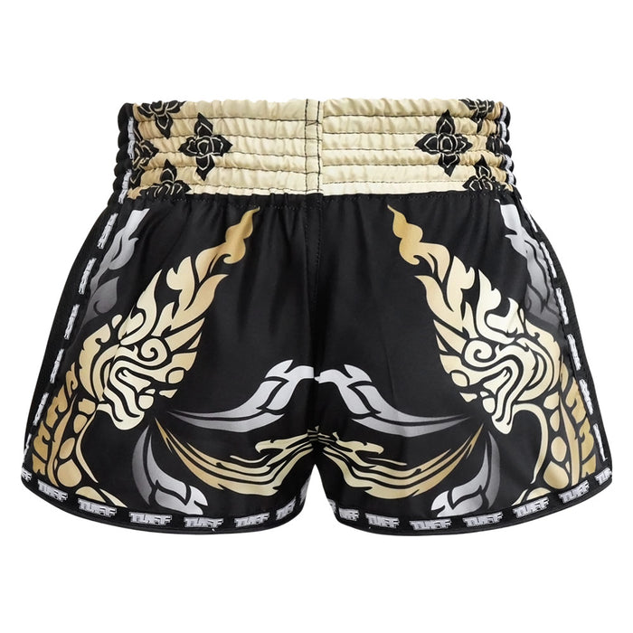TUFF Muay Thai Boxing Shorts Retro Style The King Of Naga Black