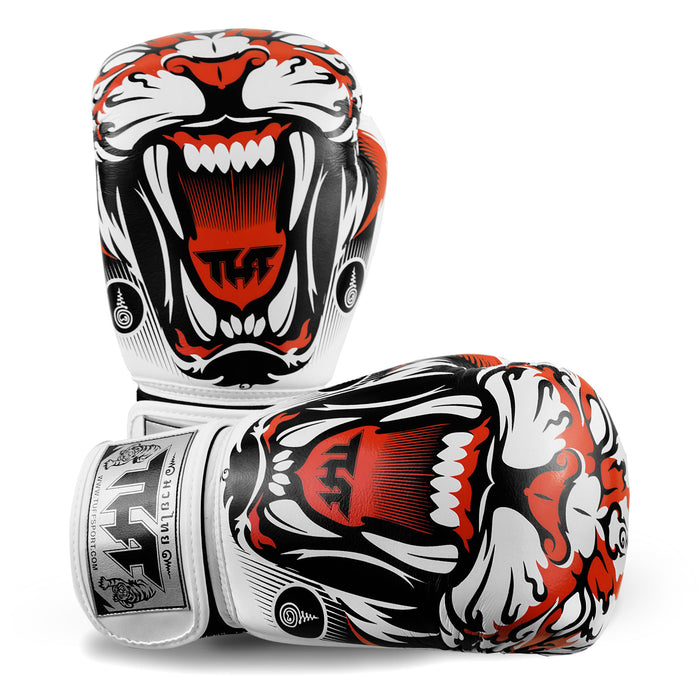 TUFF Muay Thai Boxing White Tiger Gloves