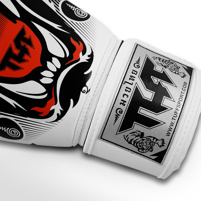 TUFF Muay Thai Boxing White Tiger Gloves