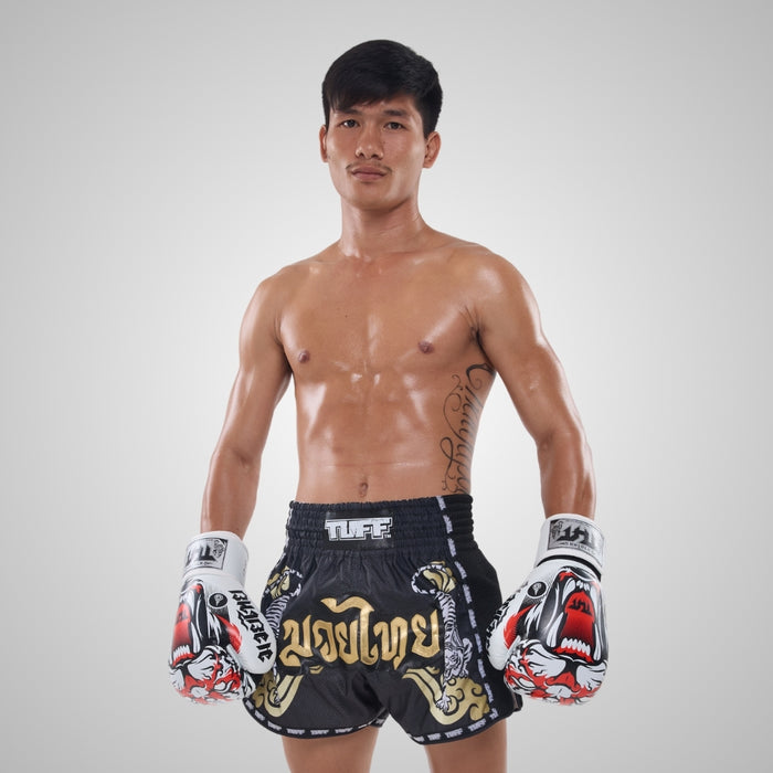 TUFF Muay Thai Boxing White Tiger Gloves
