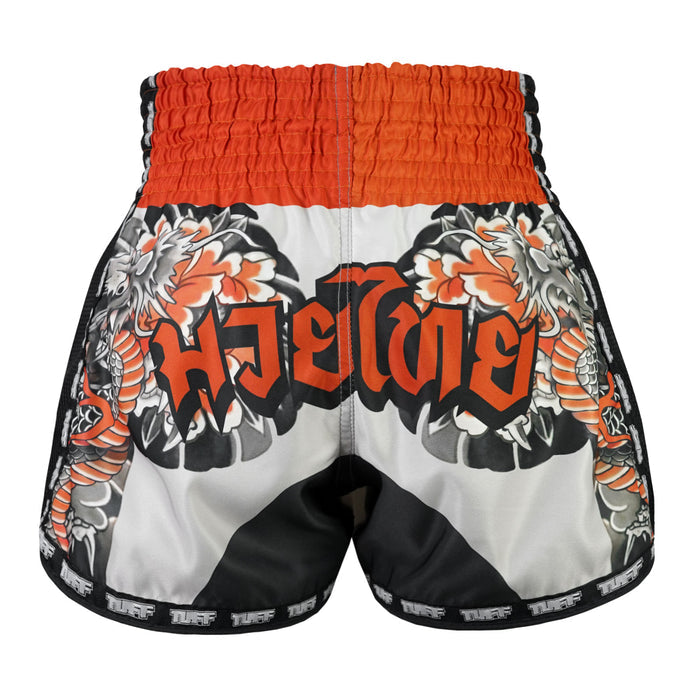 TUFF Muay Thai Shorts Boxing Trunks Retro Style (TUF-MSC104-WHT)