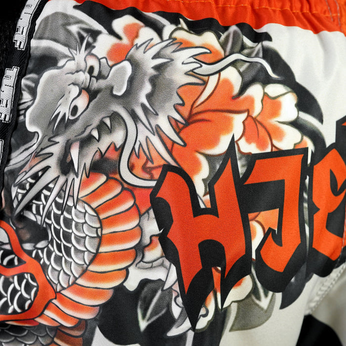 TUFF Muay Thai Shorts Boxing Trunks Retro Style (TUF-MSC104-WHT)