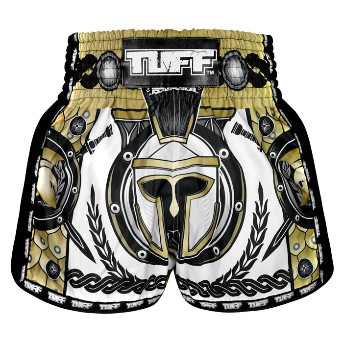 TUFF Muay Thai Shorts Boxing Trunks Retro Style (TUF-MSC110-WHT)
