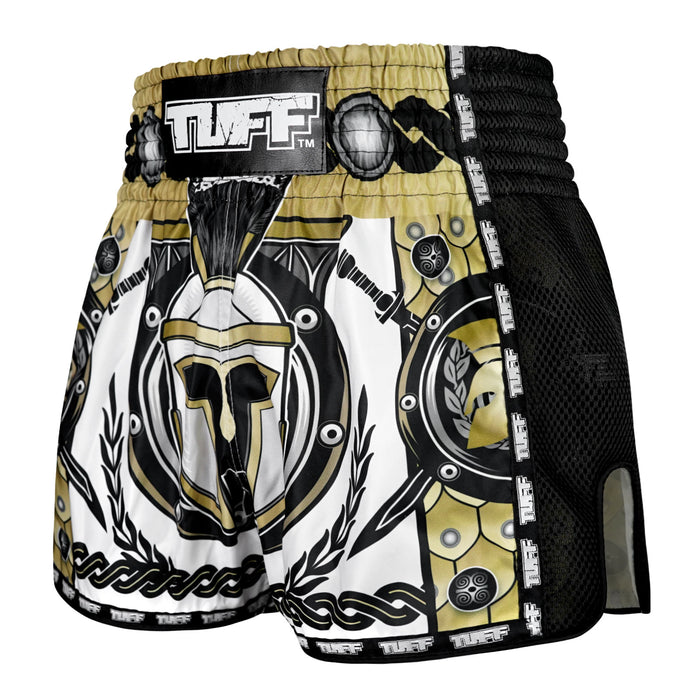 TUFF Muay Thai Shorts Boxing Trunks Retro Style (TUF-MSC110-WHT)
