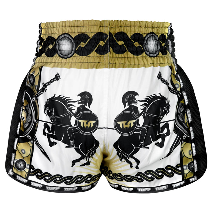TUFF Muay Thai Shorts Boxing Trunks Retro Style (TUF-MSC110-WHT)