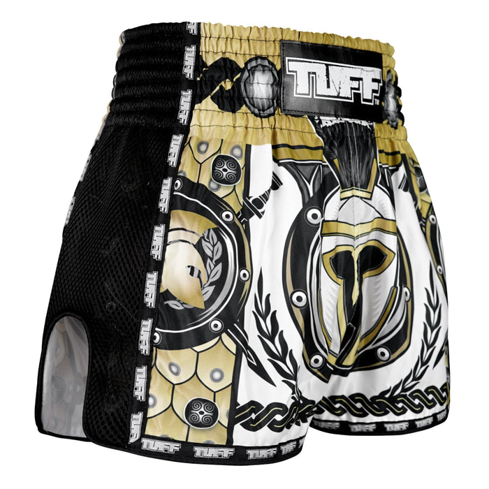 TUFF Muay Thai Shorts Boxing Trunks Retro Style (TUF-MSC110-WHT)
