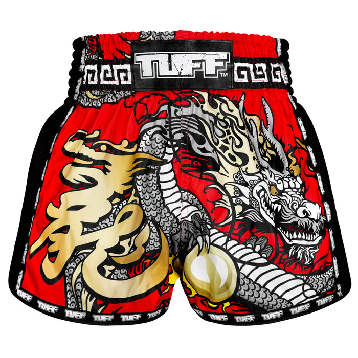 TUFF Muay Thai Shorts Boxing Trunks Retro Style (TUF-MSC116-RED)