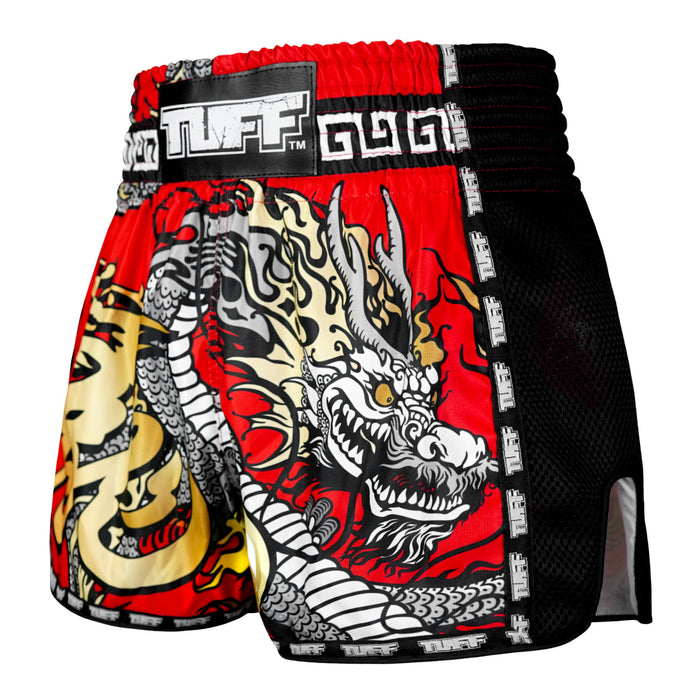 TUFF Muay Thai Shorts Boxing Trunks Retro Style (TUF-MSC116-RED)