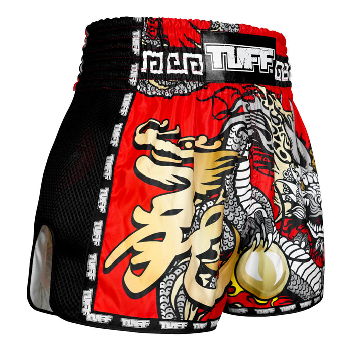 TUFF Muay Thai Shorts Boxing Trunks Retro Style (TUF-MSC116-RED)