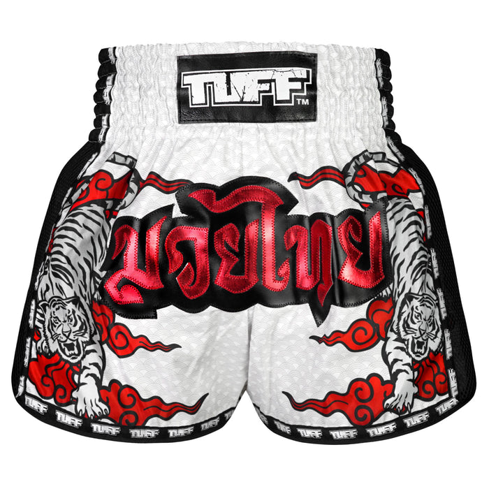 TUFF Muay Thai Shorts Boxing Trunks Retro Style (TUF-MSC121-WHT)