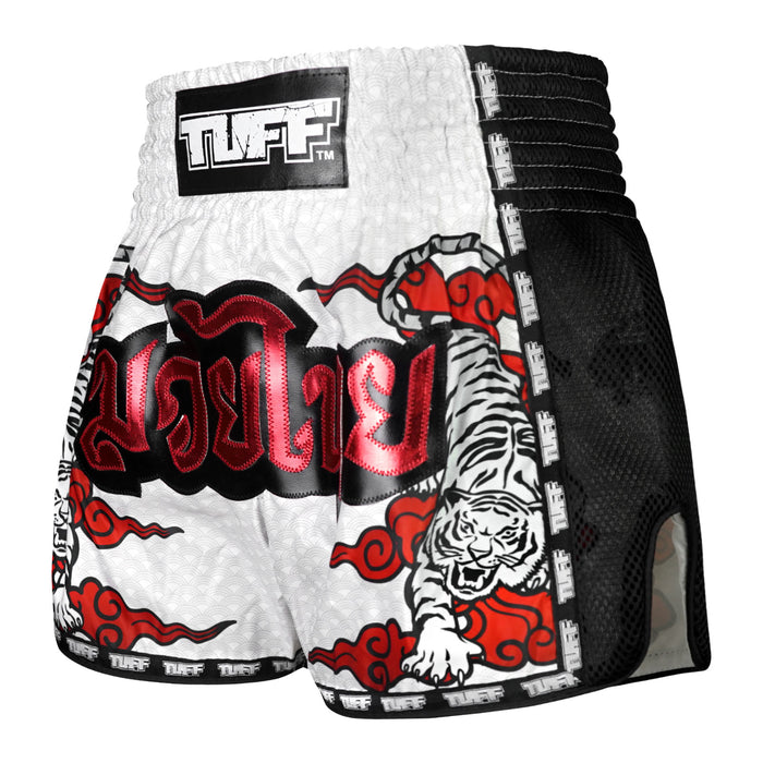 TUFF Muay Thai Shorts Boxing Trunks Retro Style (TUF-MSC121-WHT)
