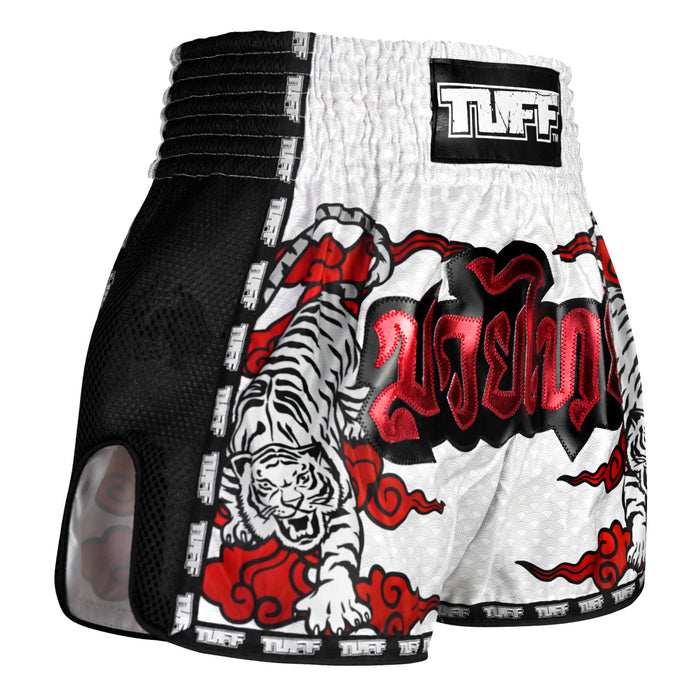 TUFF Muay Thai Shorts Boxing Trunks Retro Style (TUF-MSC121-WHT)