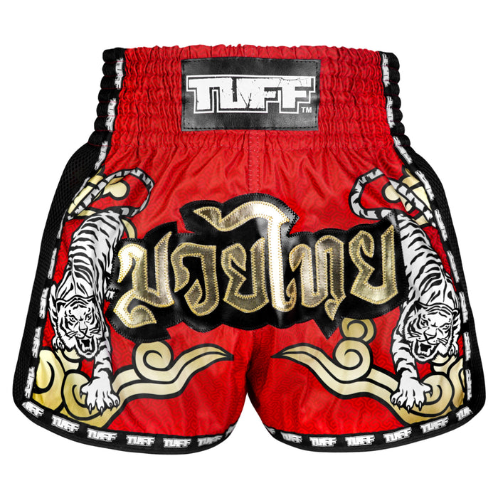 TUFF Muay Thai Shorts Boxing Trunks Retro Style (TUF-MSC122-RED)