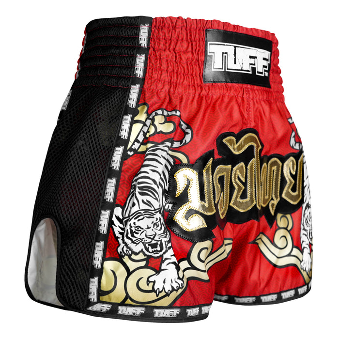 TUFF Muay Thai Shorts Boxing Trunks Retro Style (TUF-MSC122-RED)