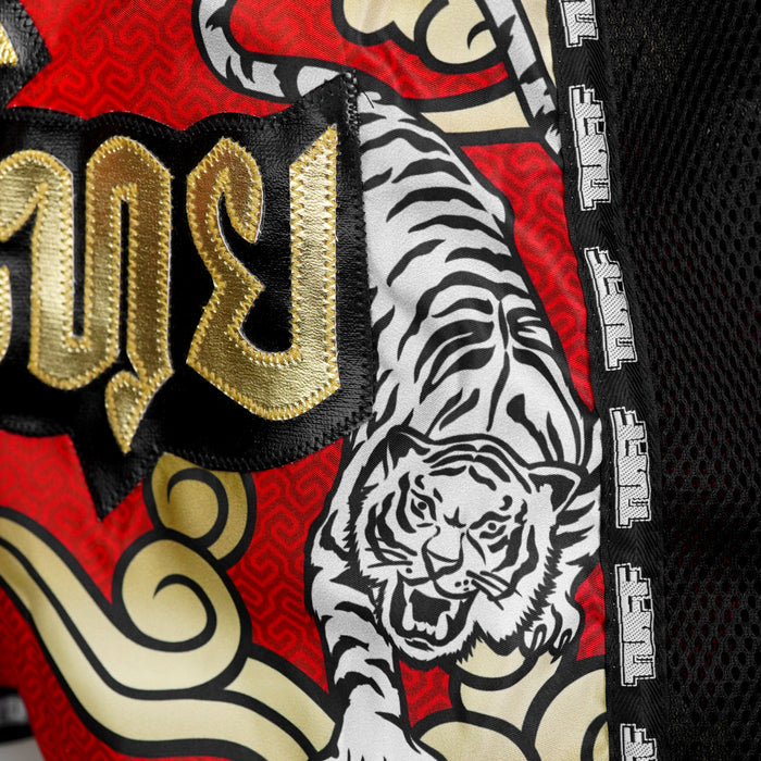 TUFF Muay Thai Shorts Boxing Trunks Retro Style (TUF-MSC122-RED)