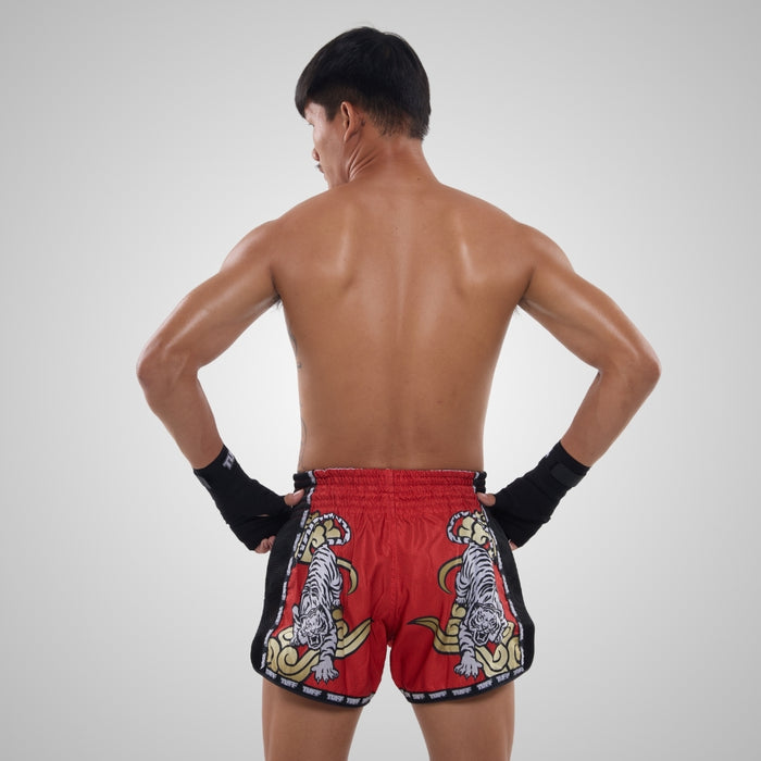 TUFF Muay Thai Shorts Boxing Trunks Retro Style (TUF-MSC122-RED)
